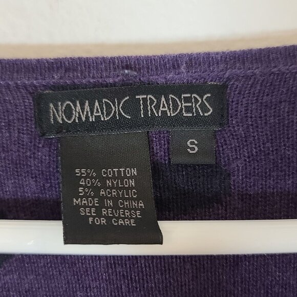 Nomadic Traders Purple Polka Dot Cotton Blend Open Front‎ Cardigan Small - Picture 3 of 5